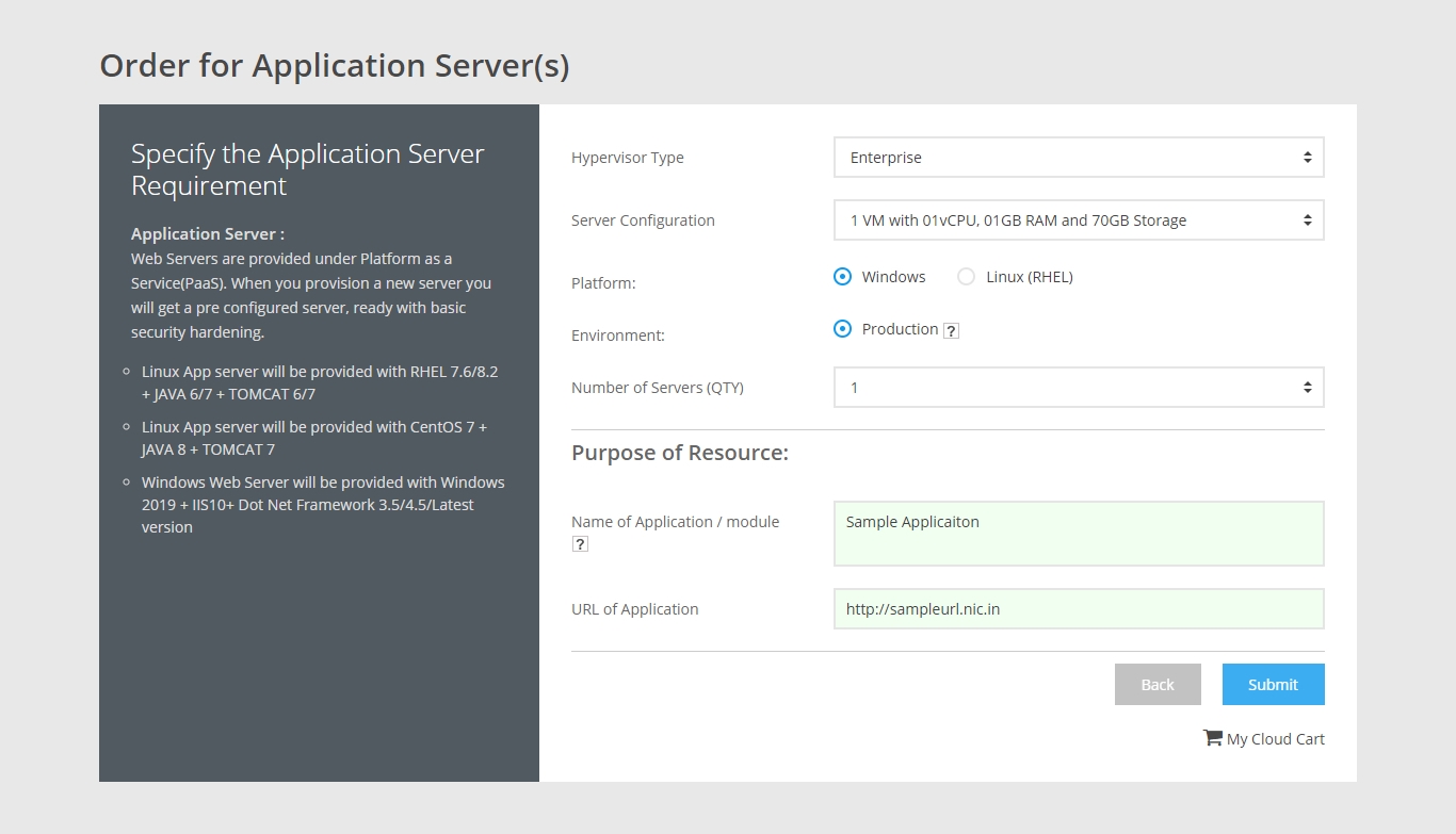 NICSI Cloud Services, Services Available on Cloud